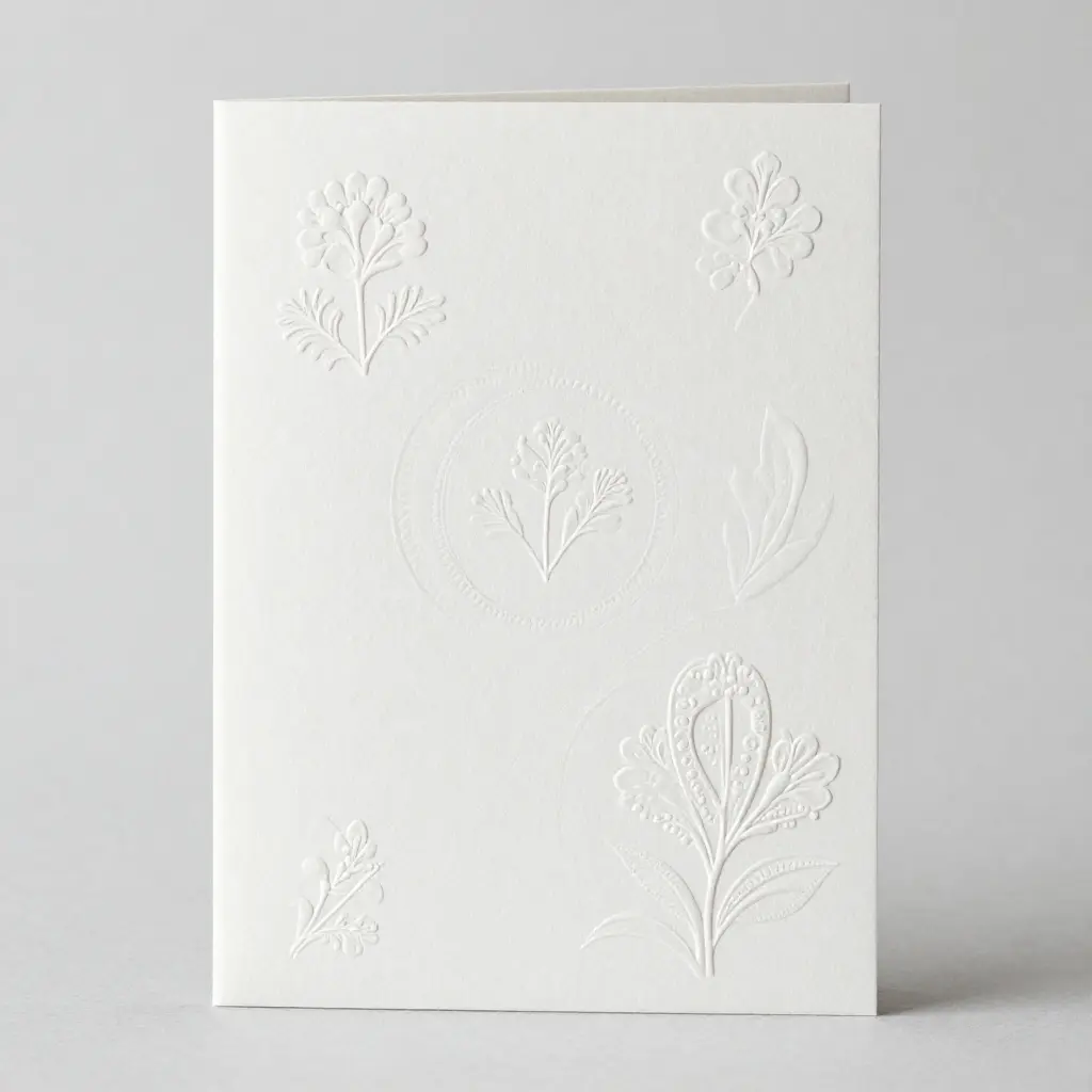 Elegant handmade greeting card with floral embossing