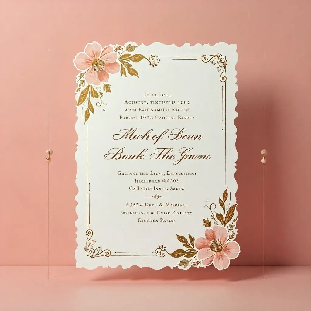 Luxury wedding invitation with gold foil accents
